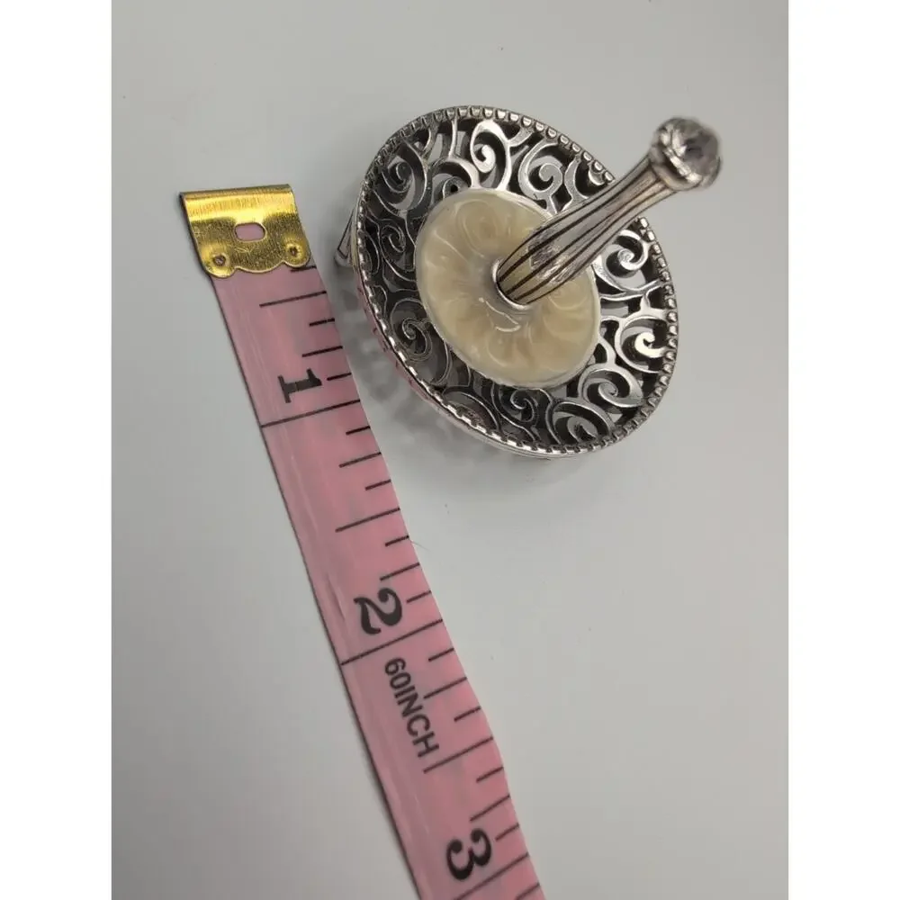 Brighton Lacie Daisy Ring Holder Swarovski Crystal Silver Plate Mother Of Pearl